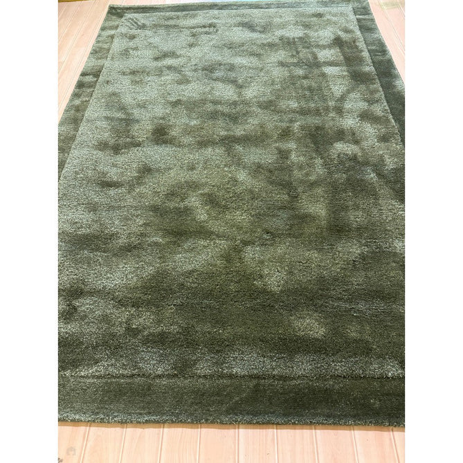 Rise Modern Plain Shimmer Hand-Carved High-Density Heavyweight Hi-Low Border Wool&Viscose Olive Rug-Asiatic Carpets-Rug Love - The Most Loved Rug Store