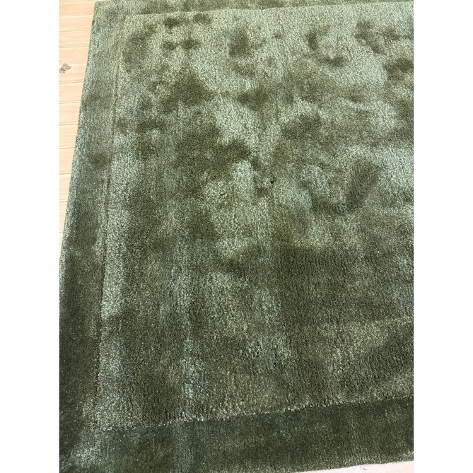 Rise Modern Plain Shimmer Hand-Carved High-Density Heavyweight Hi-Low Border Wool&Viscose Olive Rug-Asiatic Carpets-Rug Love - The Most Loved Rug Store