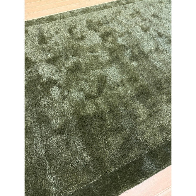 Rise Modern Plain Shimmer Hand-Carved High-Density Heavyweight Hi-Low Border Wool&Viscose Olive Rug-Asiatic Carpets-Rug Love - The Most Loved Rug Store