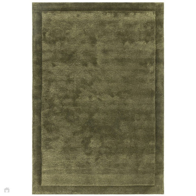 Rise Modern Plain Shimmer Hand-Carved High-Density Heavyweight Hi-Low Border Wool&Viscose Olive Rug-Asiatic Carpets-Rug Love - The Most Loved Rug Store