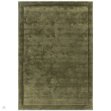 Rise Modern Plain Shimmer Hand-Carved High-Density Heavyweight Hi-Low Border Wool&Viscose Olive Rug