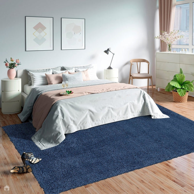 Ritchie Plush Soft Chunky Yarn Plain Polypropylene Shaggy Blue Rug-Asiatic Carpets-Rug Love - The Most Loved Rug Store