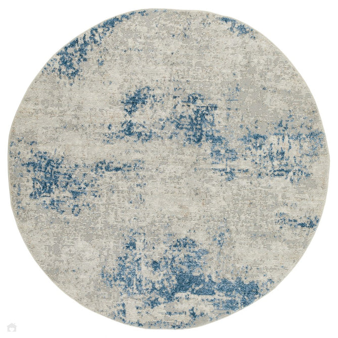 Rossa ROS03 Modern Abstract Distressed Textured Short Low Flat Pile Ivory/Blue Rug-Concept Looms-Rug Love - The Most Loved Rug Store