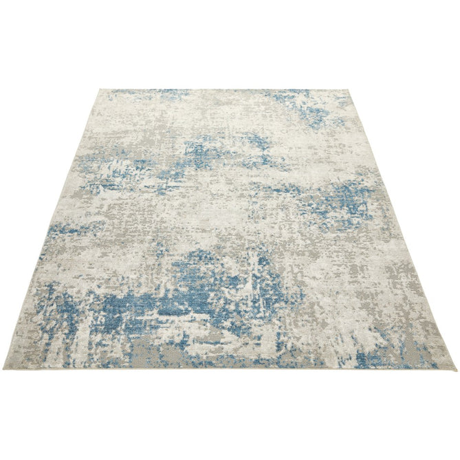 Rossa ROS03 Modern Abstract Distressed Textured Short Low Flat Pile Ivory/Blue Rug-Concept Looms-Rug Love - The Most Loved Rug Store