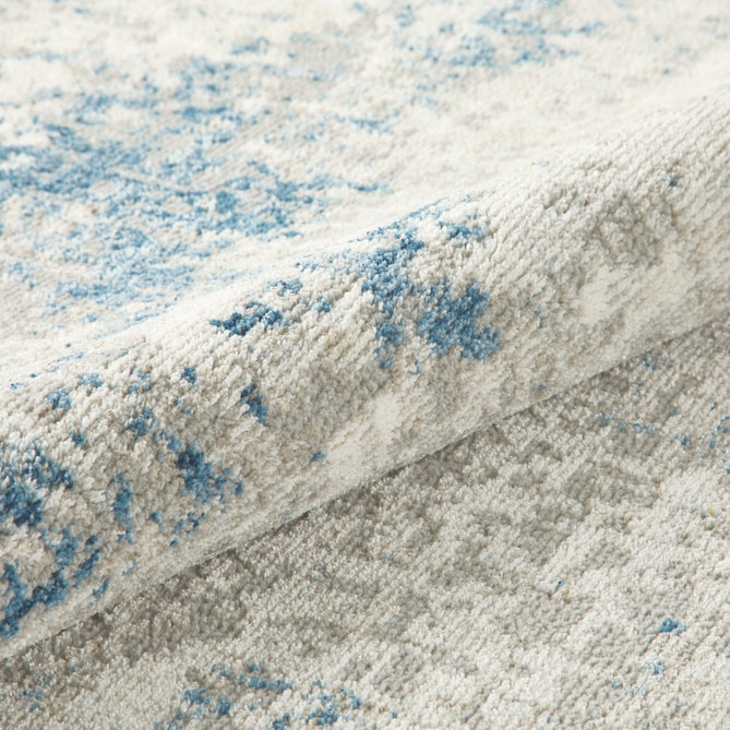 Rossa ROS03 Modern Abstract Distressed Textured Short Low Flat Pile Ivory/Blue Rug-Concept Looms-Rug Love - The Most Loved Rug Store