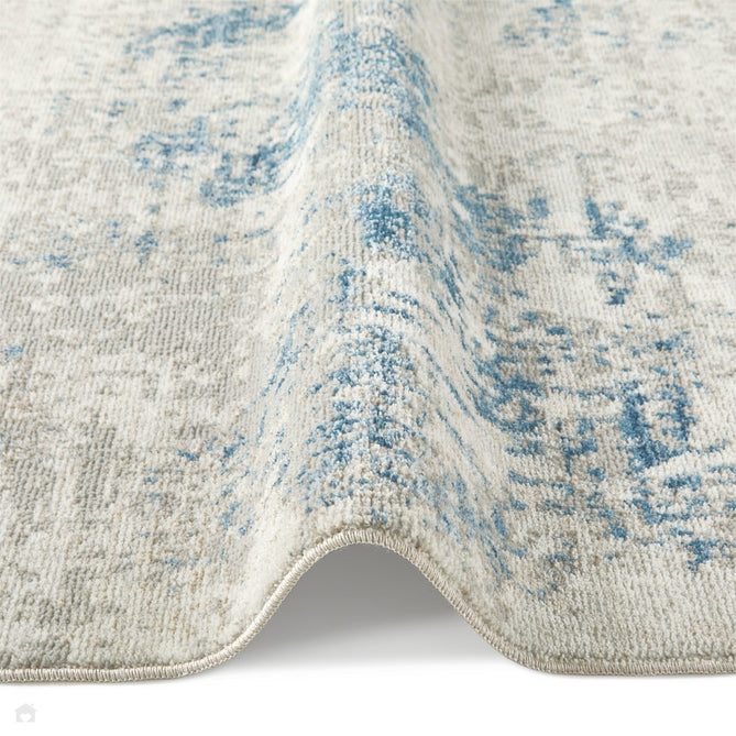 Rossa ROS03 Modern Abstract Distressed Textured Short Low Flat Pile Ivory/Blue Rug-Concept Looms-Rug Love - The Most Loved Rug Store