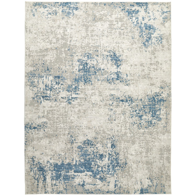 Rossa ROS03 Modern Abstract Distressed Textured Short Low Flat Pile Ivory/Blue Rug-Concept Looms-Rug Love - The Most Loved Rug Store