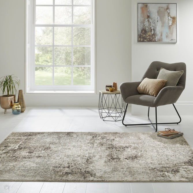 Rossa ROS03 Modern Abstract Distressed Textured Short Low Flat Pile Ivory/Grey Rug-Concept Looms-Rug Love - The Most Loved Rug Store