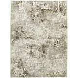 Rossa ROS03 Modern Abstract Distressed Textured Short Low Flat Pile Ivory/Grey Rug