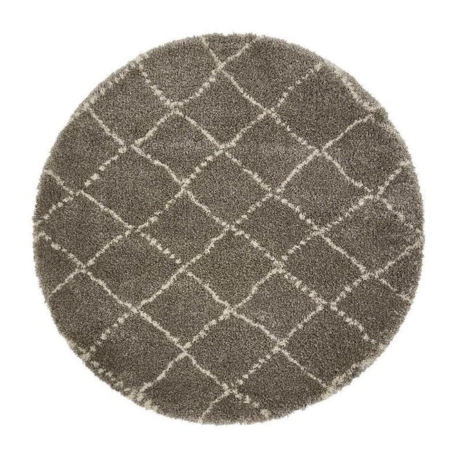 Royal Nomadic 5413 Modern Geometric Diamond Soft Plush Boho Shaggy Grey/Cream Round Rug-Think Rugs-Rug Love - The Most Loved Rug Store