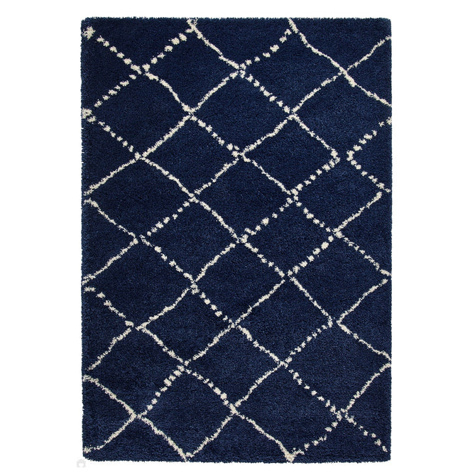 Royal Nomadic 5413 Modern Geometric Diamond Soft Plush Boho Shaggy Navy Rug-Think Rugs-Rug Love - The Most Loved Rug Store