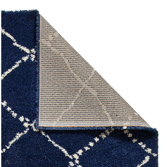 Royal Nomadic 5413 Modern Geometric Diamond Soft Plush Boho Shaggy Navy Rug-Think Rugs-Rug Love - The Most Loved Rug Store