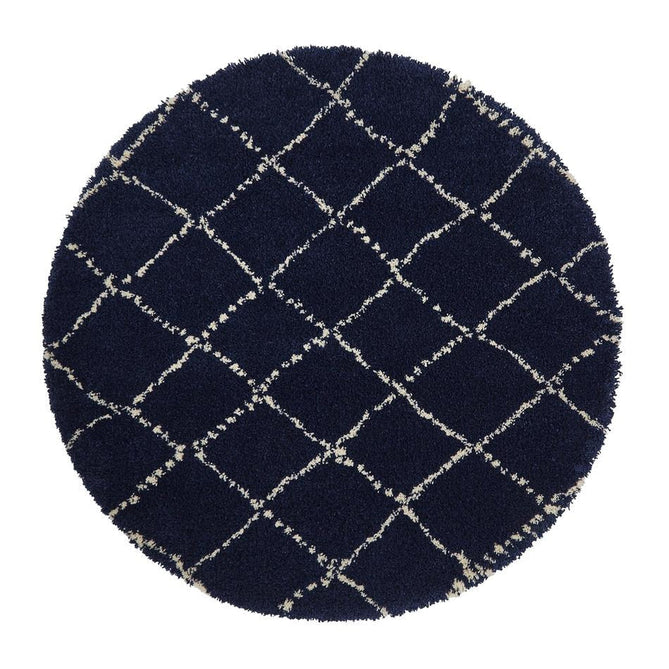 Royal Nomadic 5413 Modern Geometric Diamond Soft Plush Boho Shaggy Navy Rug-Think Rugs-Rug Love - The Most Loved Rug Store