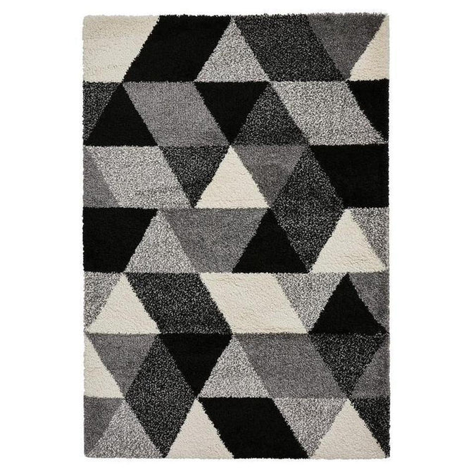 Royal Nomadic 7611 Modern Geometric Soft Plush Boho Shaggy Black/White Rug-Think Rugs-Rug Love - The Most Loved Rug Store