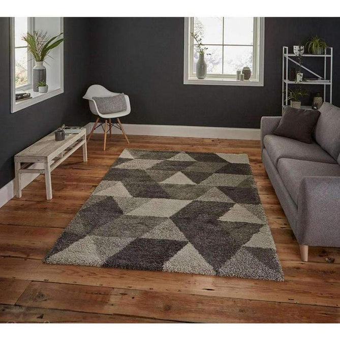 Royal Nomadic 7611 Modern Geometric Soft Plush Boho Shaggy Grey Rug-Think Rugs-Rug Love - The Most Loved Rug Store