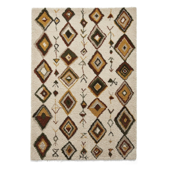 Royal Nomadic A636 Modern Moroccan Diamond Soft Plush Boho Shaggy Beige/Multicolour Rug-Think Rugs-Rug Love - The Most Loved Rug Store