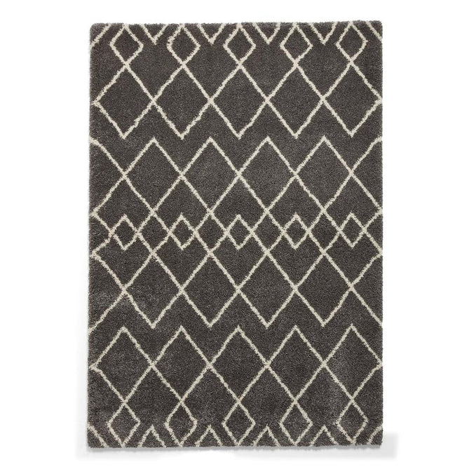 Royal Nomadic A638 Modern Geometric Diamond Soft Plush Boho Shaggy Grey/Cream Rug-Think Rugs-Rug Love - The Most Loved Rug Store