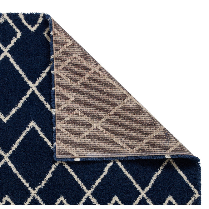 Royal Nomadic A638 Modern Geometric Diamond Soft Plush Boho Shaggy Navy Rug-Think Rugs-Rug Love - The Most Loved Rug Store