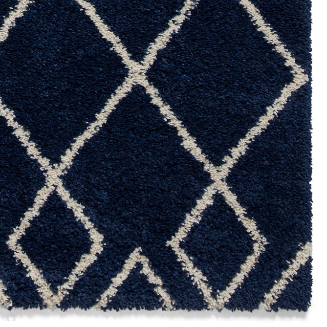 Royal Nomadic A638 Modern Geometric Diamond Soft Plush Boho Shaggy Navy Rug-Think Rugs-Rug Love - The Most Loved Rug Store