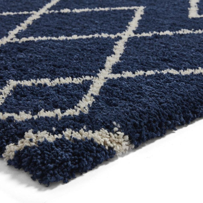 Royal Nomadic A638 Modern Geometric Diamond Soft Plush Boho Shaggy Navy Rug-Think Rugs-Rug Love - The Most Loved Rug Store