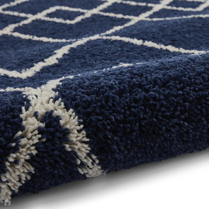 Royal Nomadic A638 Modern Geometric Diamond Soft Plush Boho Shaggy Navy Rug-Think Rugs-Rug Love - The Most Loved Rug Store