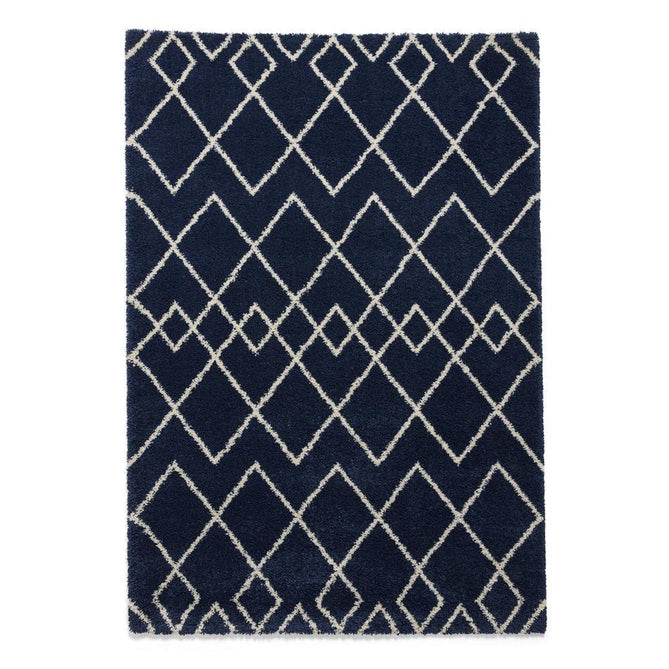 Royal Nomadic A638 Modern Geometric Diamond Soft Plush Boho Shaggy Navy Rug-Think Rugs-Rug Love - The Most Loved Rug Store