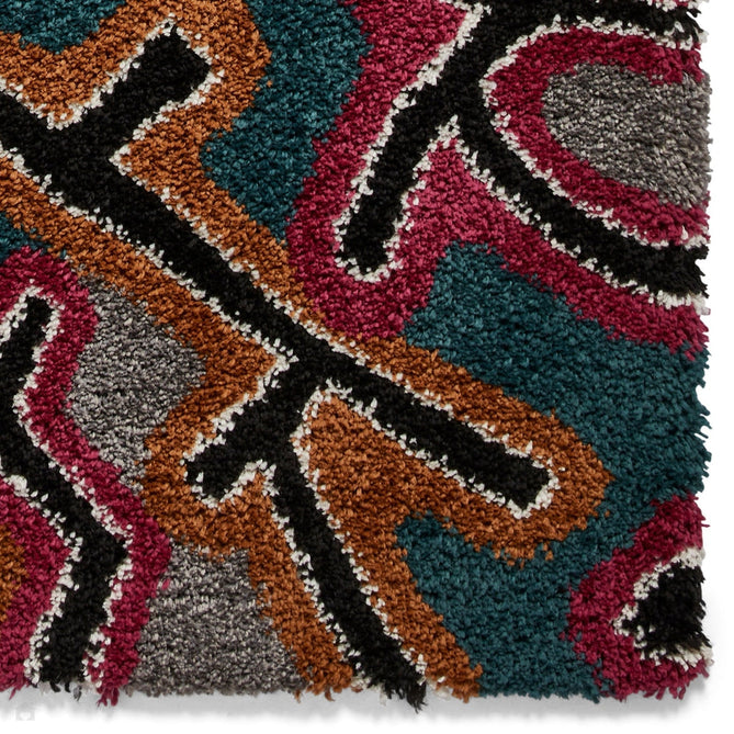 Royal Nomadic A641 Modern Abstract Soft Plush Boho Shaggy Dark Multicolour Rug-Think Rugs-Rug Love - The Most Loved Rug Store