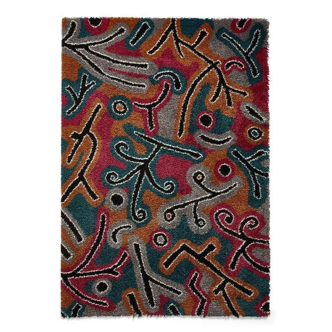 Royal Nomadic A641 Modern Abstract Soft Plush Boho Shaggy Dark Multicolour Rug-Think Rugs-Rug Love - The Most Loved Rug Store