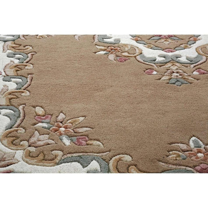 Royal Traditional Floral Aubusson Medallion Border Oriental Chinese Style Hand-Carved Hi-Low Textured Wool Beige Rug-Oriental Weavers-Rug Love - The Most Loved Rug Store