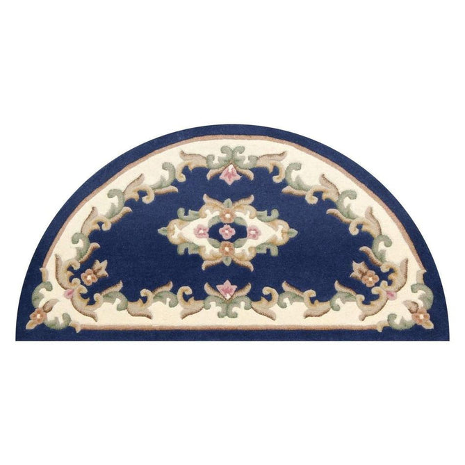 Royal Traditional Floral Aubusson Medallion Border Oriental Chinese Style Hand-Carved Hi-Low Textured Wool Blue Rug-Oriental Weavers-Rug Love - The Most Loved Rug Store