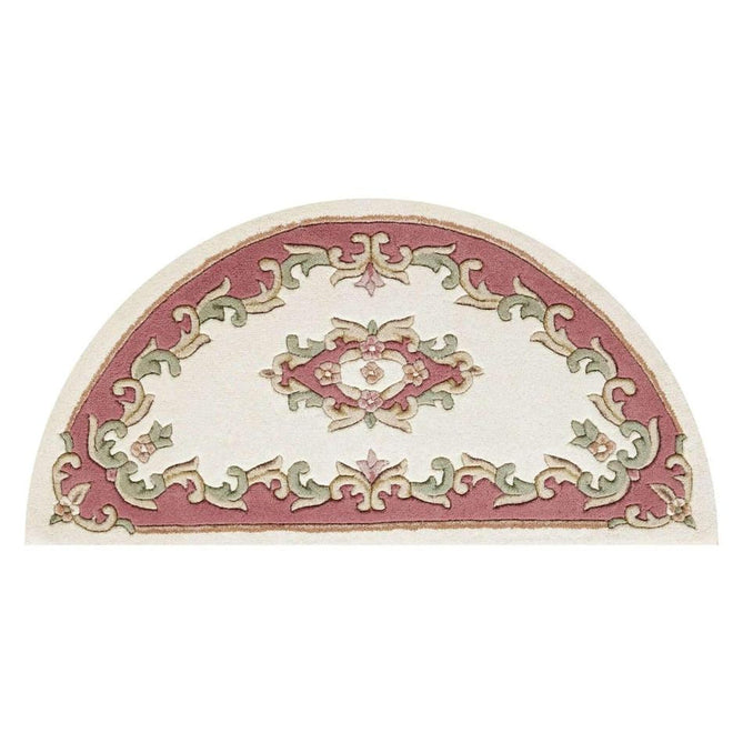 Royal Traditional Floral Aubusson Medallion Border Oriental Chinese Style Hand-Carved Hi-Low Textured Wool Cream/Pink Rug-Oriental Weavers-Rug Love - The Most Loved Rug Store