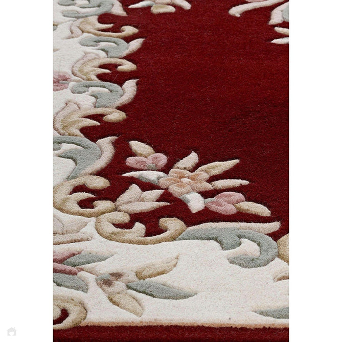 Royal Traditional Floral Aubusson Medallion Border Oriental Chinese Style Hand-Carved Hi-Low Textured Wool Wool Red Rug-Oriental Weavers-Rug Love - The Most Loved Rug Store