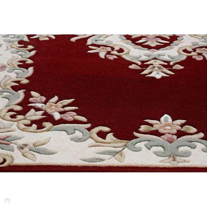 Royal Traditional Floral Aubusson Medallion Border Oriental Chinese Style Hand-Carved Hi-Low Textured Wool Wool Red Rug-Oriental Weavers-Rug Love - The Most Loved Rug Store