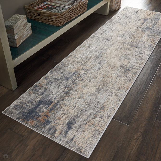 Rustic Textures RUS01 Modern Abstract Distressed Shimmer Carved Hi-Low Textured Flat-Pile Grey/Beige Rug-Nourison-Rug Love - The Most Loved Rug Store