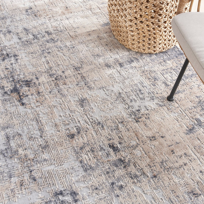 Rustic Textures RUS01 Modern Abstract Distressed Shimmer Carved Hi-Low Textured Flat-Pile Grey/Beige Rug-Nourison-Rug Love - The Most Loved Rug Store