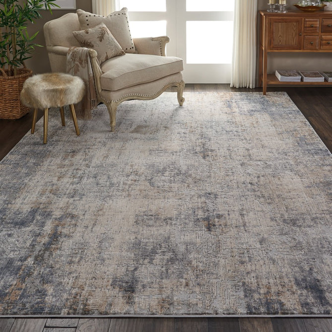 Rustic Textures RUS01 Modern Abstract Distressed Shimmer Carved Hi-Low Textured Flat-Pile Grey/Beige Rug-Nourison-Rug Love - The Most Loved Rug Store