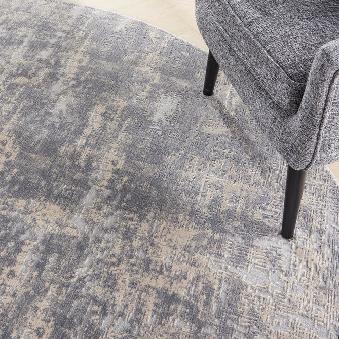 Rustic Textures RUS01 Modern Abstract Distressed Shimmer Carved Hi-Low Textured Flat-Pile Ivory/Silver Rug-Nourison-Rug Love - The Most Loved Rug Store