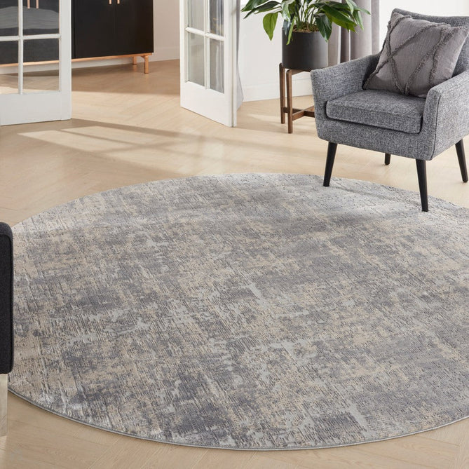 Rustic Textures RUS01 Modern Abstract Distressed Shimmer Carved Hi-Low Textured Flat-Pile Ivory/Silver Rug-Nourison-Rug Love - The Most Loved Rug Store