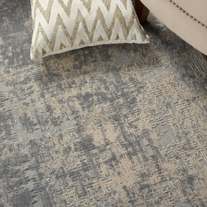 Rustic Textures RUS01 Modern Abstract Distressed Shimmer Carved Hi-Low Textured Flat-Pile Ivory/Silver Rug-Nourison-Rug Love - The Most Loved Rug Store