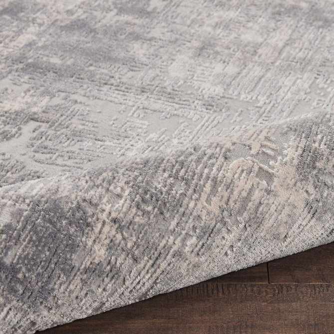 Rustic Textures RUS01 Modern Abstract Distressed Shimmer Carved Hi-Low Textured Flat-Pile Ivory/Silver Rug-Nourison-Rug Love - The Most Loved Rug Store