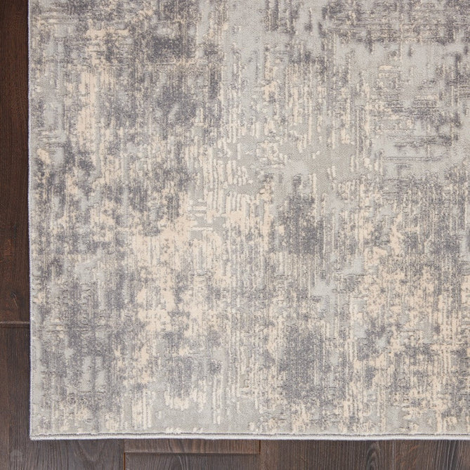 Rustic Textures RUS01 Modern Abstract Distressed Shimmer Carved Hi-Low Textured Flat-Pile Ivory/Silver Rug-Nourison-Rug Love - The Most Loved Rug Store