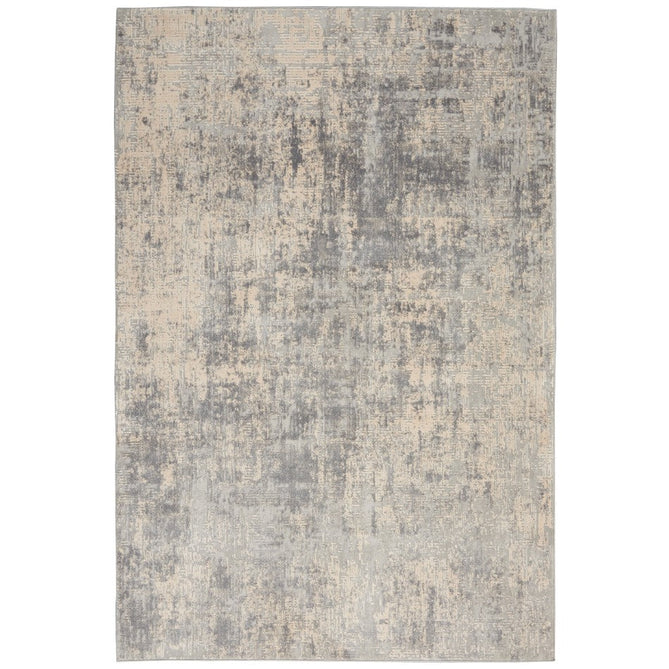 Rustic Textures RUS01 Modern Abstract Distressed Shimmer Carved Hi-Low Textured Flat-Pile Ivory/Silver Rug-Nourison-Rug Love - The Most Loved Rug Store