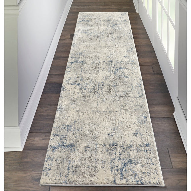 Rustic Textures RUS07 Modern Abstract Distressed Shimmer Carved Hi-Low Textured Flat-Pile Ivory/Grey/Blue Rug-Nourison-Rug Love - The Most Loved Rug Store