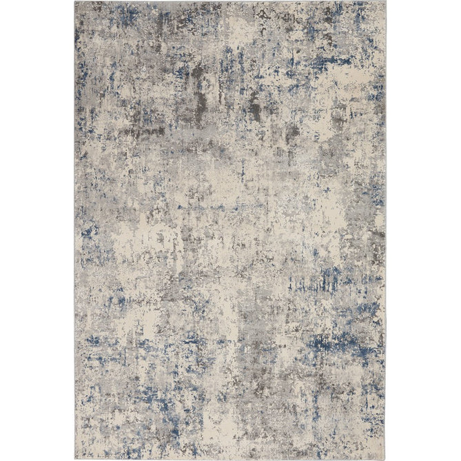 Rustic Textures RUS07 Modern Abstract Distressed Shimmer Carved Hi-Low Textured Flat-Pile Ivory/Grey/Blue Rug-Nourison-Rug Love - The Most Loved Rug Store