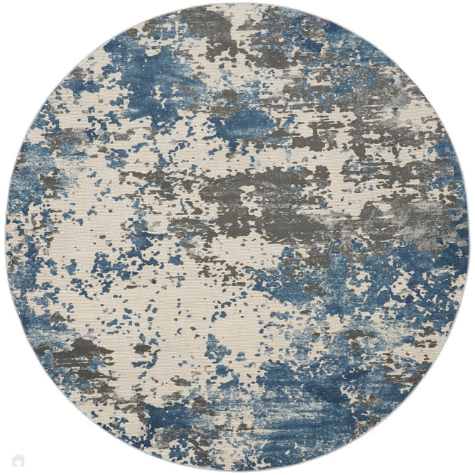 Rustic Textures RUS08 Modern Abstract Distressed Shimmer Carved Hi-Low Textured Flat-Pile Grey/Blue Rug-Nourison-Rug Love - The Most Loved Rug Store