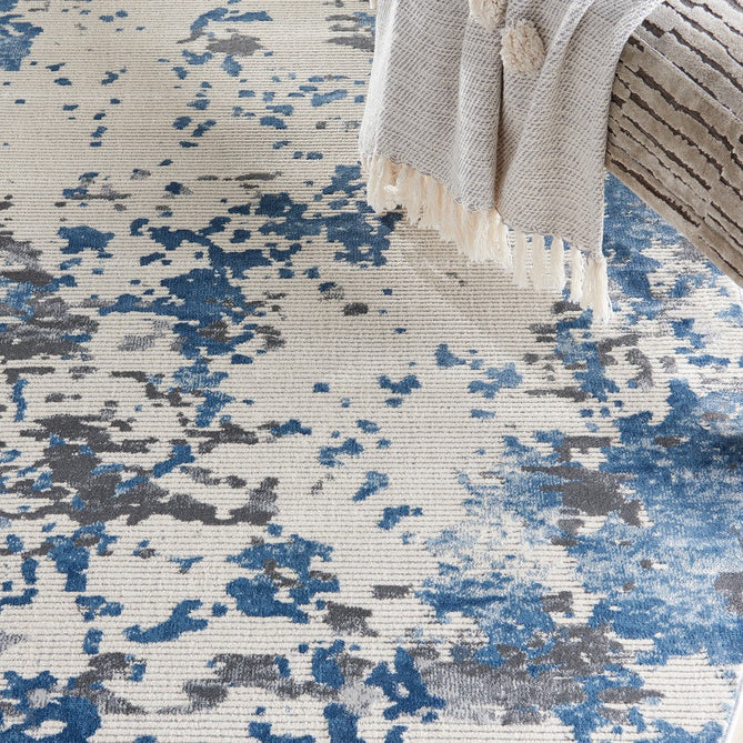 Rustic Textures RUS08 Modern Abstract Distressed Shimmer Carved Hi-Low Textured Flat-Pile Grey/Blue Rug-Nourison-Rug Love - The Most Loved Rug Store