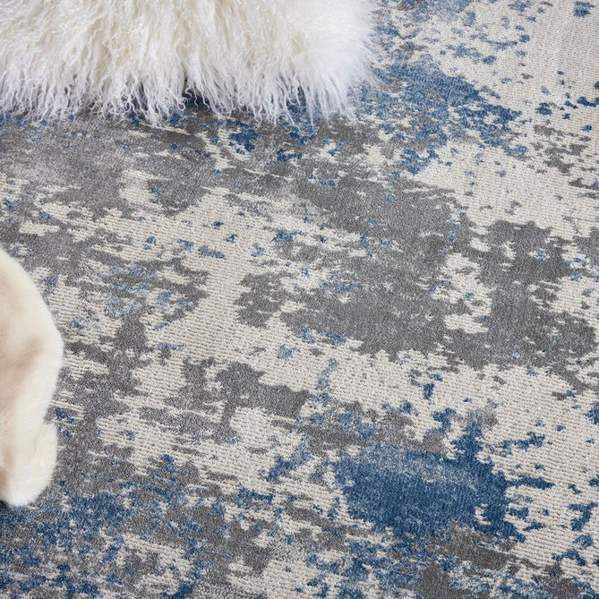 Rustic Textures RUS08 Modern Abstract Distressed Shimmer Carved Hi-Low Textured Flat-Pile Grey/Blue Rug-Nourison-Rug Love - The Most Loved Rug Store