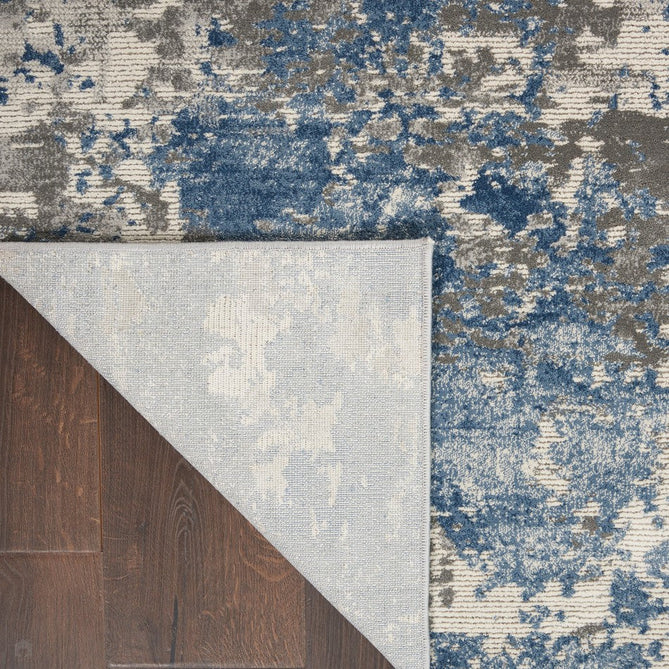 Rustic Textures RUS08 Modern Abstract Distressed Shimmer Carved Hi-Low Textured Flat-Pile Grey/Blue Rug-Nourison-Rug Love - The Most Loved Rug Store