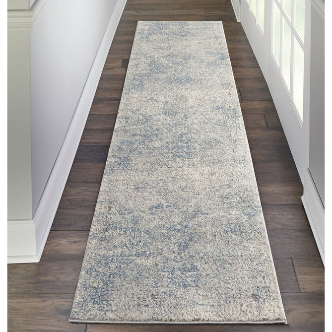 Rustic Textures RUS09 Modern Abstract Distressed Shimmer Carved Hi-Low Textured Flat-Pile Ivory/Light Blue Rug-Nourison-Rug Love - The Most Loved Rug Store