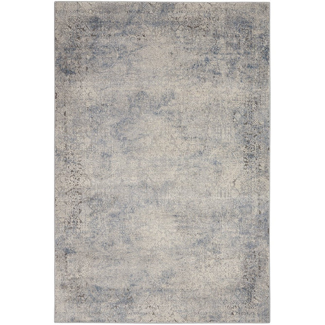 Rustic Textures RUS09 Modern Abstract Distressed Shimmer Carved Hi-Low Textured Flat-Pile Ivory/Light Blue Rug-Nourison-Rug Love - The Most Loved Rug Store